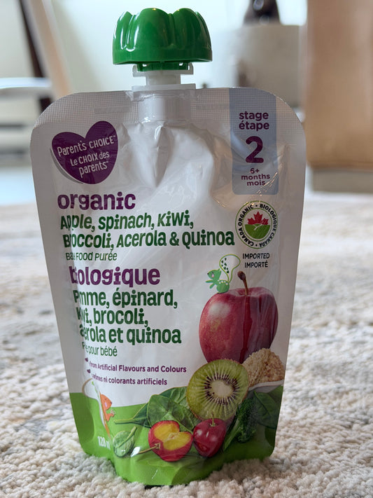 Parent's Choice – Táo, Rau Bina, Kiwi, Bông Cải Xanh, Acerola & Quinoa - 128ml