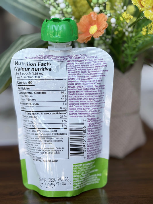Parent's Choice – Táo, Bí Xanh, Rau Bina & Dâu Tây - 128ml